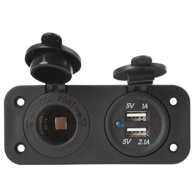 DS5-1011/2013  DC 12V 24V Cigarette Socket + Dual USB with Two Hole Panel
